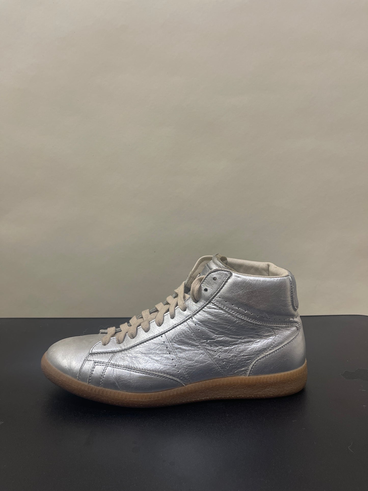 Maison Margiela Silver Leather High Top Sneakers 8 M / 9.5 W