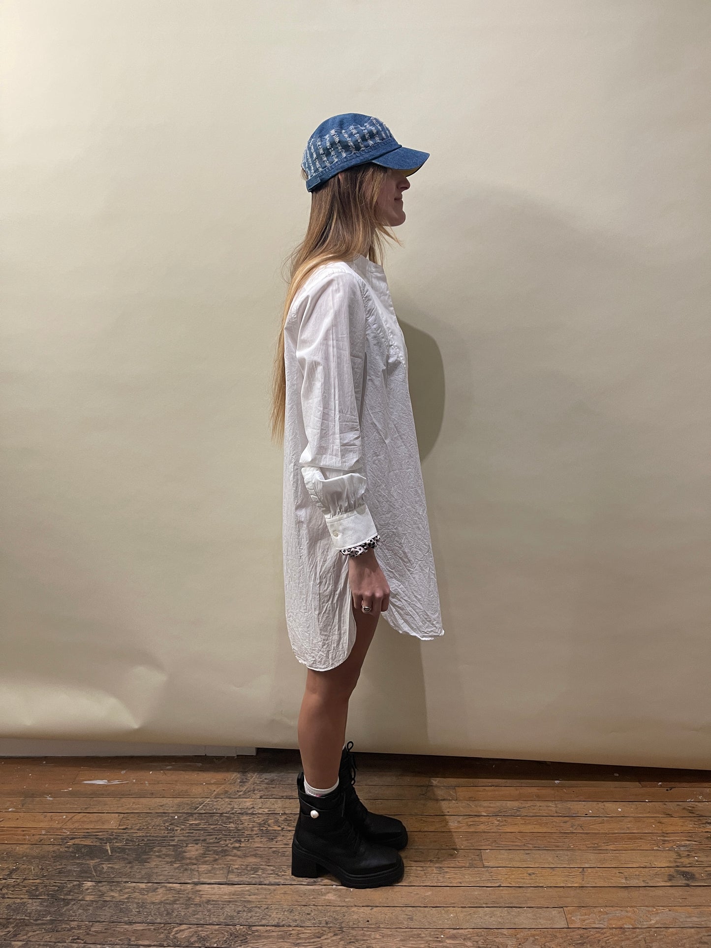 Burberry White Cotton Tuxedo Style LS Button Up Shirt Dress Large - L