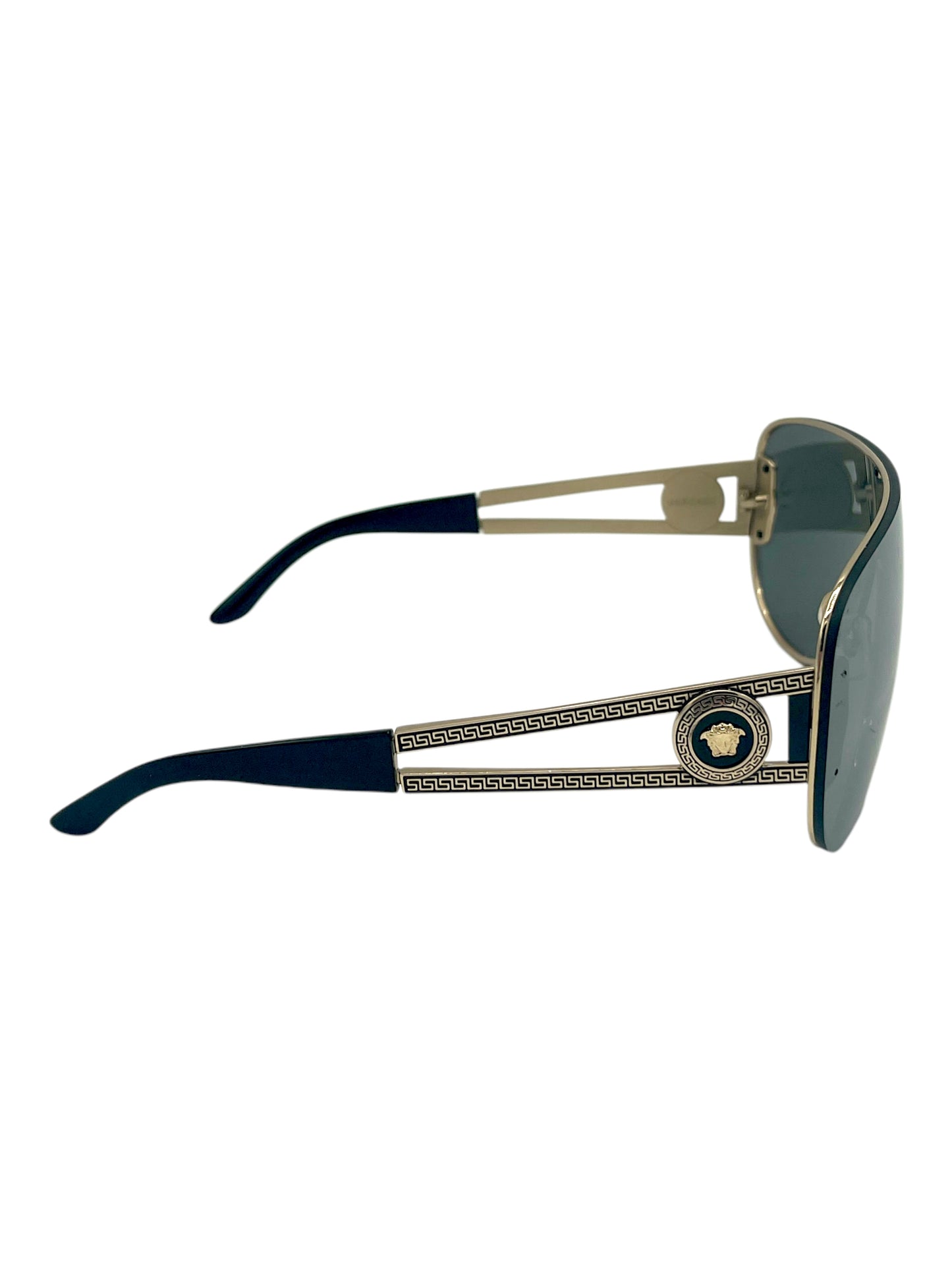 Versace Gold & Black Shield Sunglasses