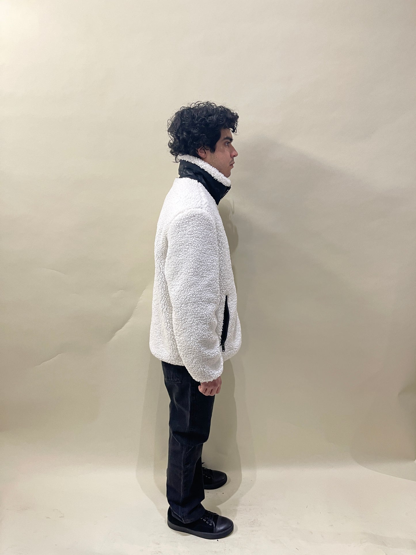 Moose Knuckles White Poly Fleece Zip Up Jacket Medium - M