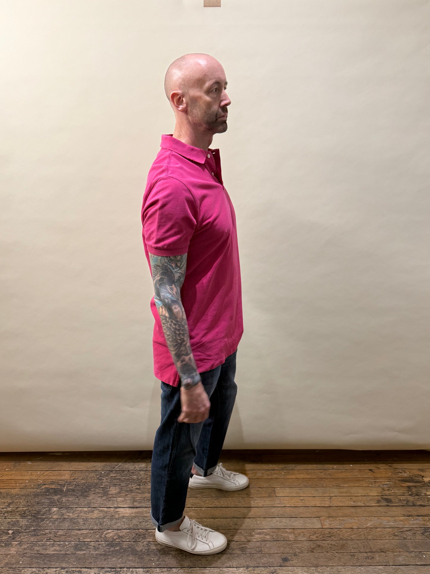 Burberry Brit Hot Pink EKD Patch Distressed SS Polo Large - L