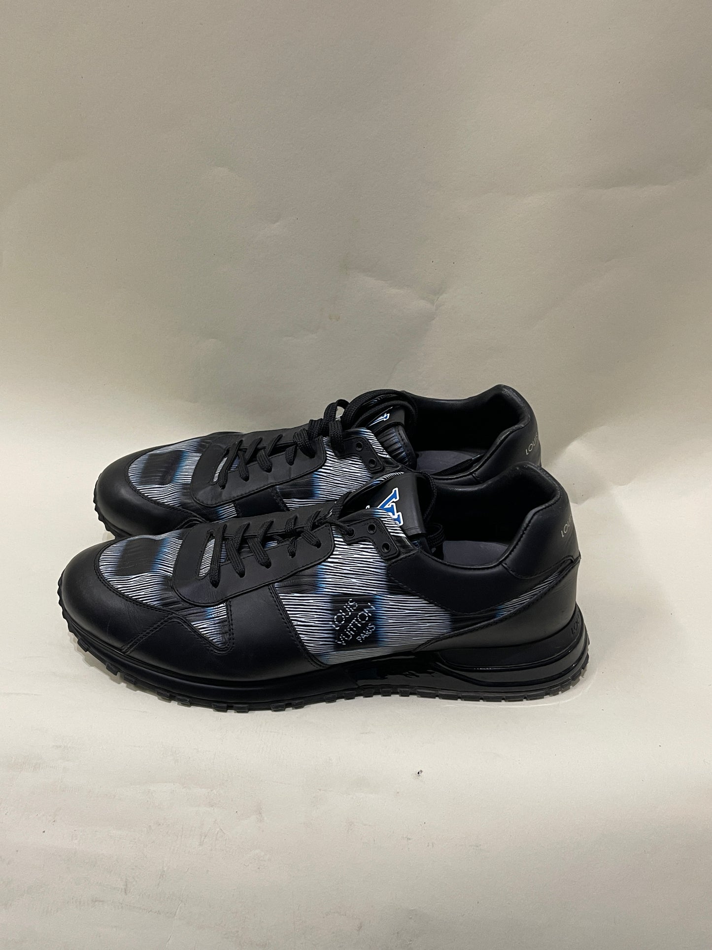 Louis Vuitton Black, White, & Blue Leather Checker Run Away Sneakers 9 M / 10.5 W