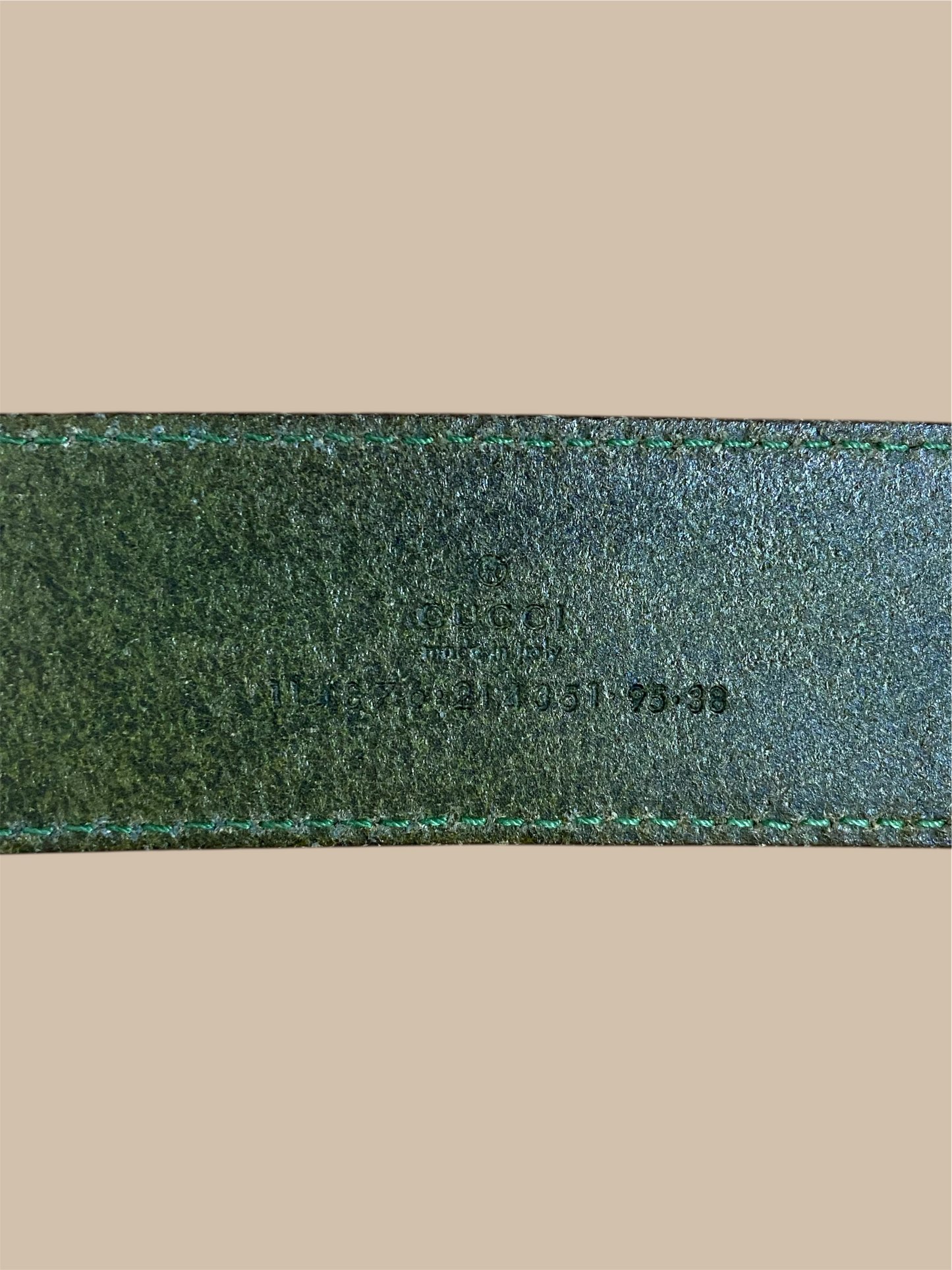 Gucci Olive Green Leather GG Buckle Belt 36