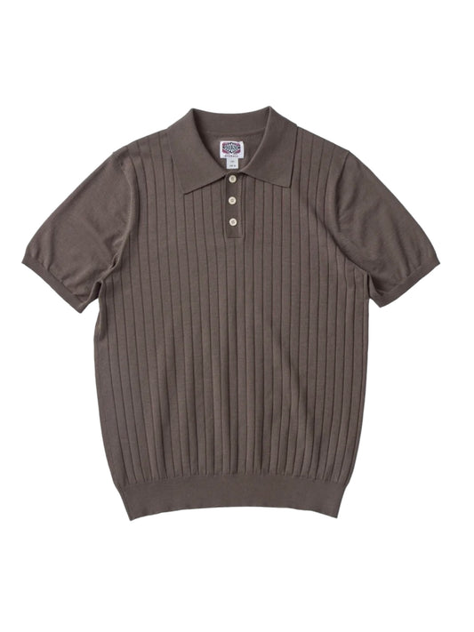 Knit Tonal Striped Short Sleeve Cotton Polo Shirt