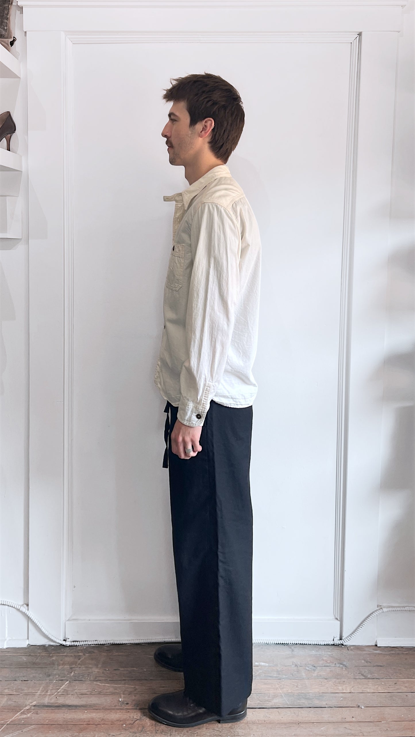 Momotaro Cream Double Pocket LS Button Up Shirt 42