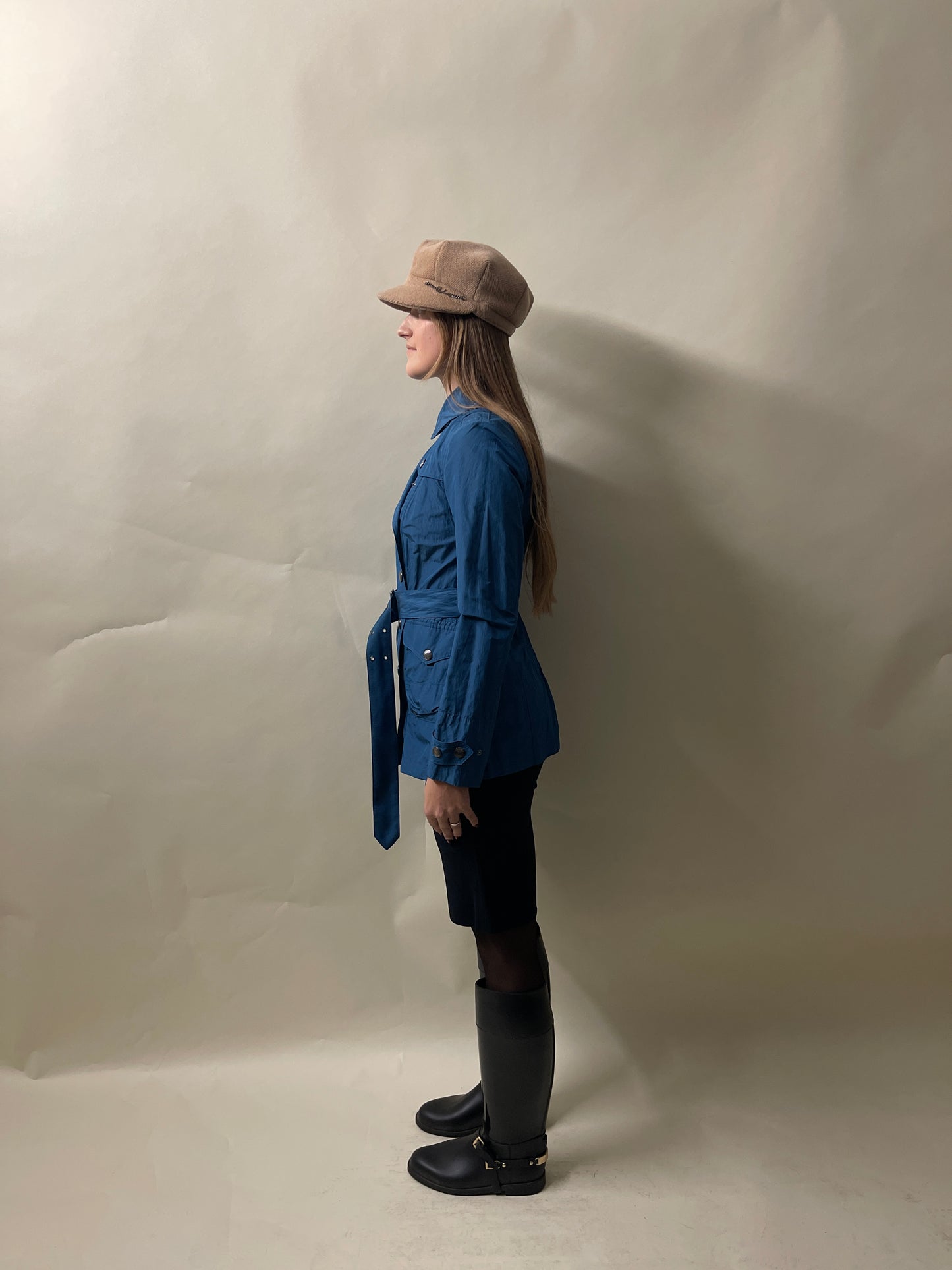 Burberry Brit Blue Nylon Double Breasted Overcoat Small - S