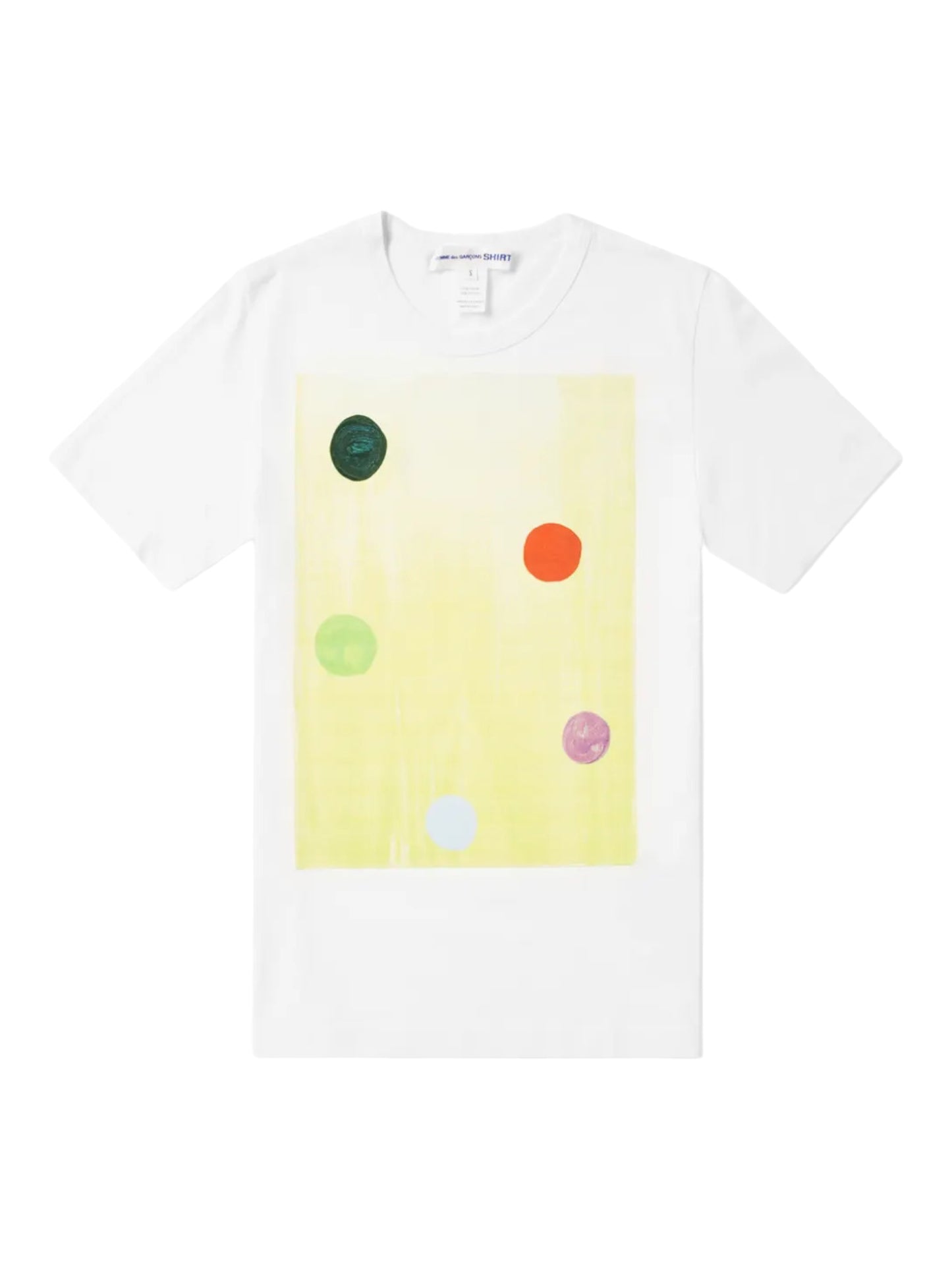 Comme Des Garcons White Box Print Polka Dot T Shirt