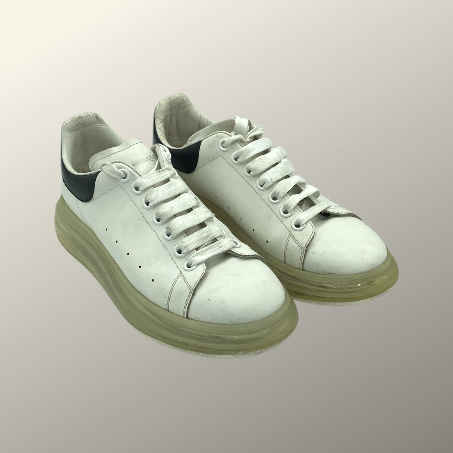 Alexander McQueen White & Black Leather Bubble Oversized Sneakers 9 M / 10.5 W