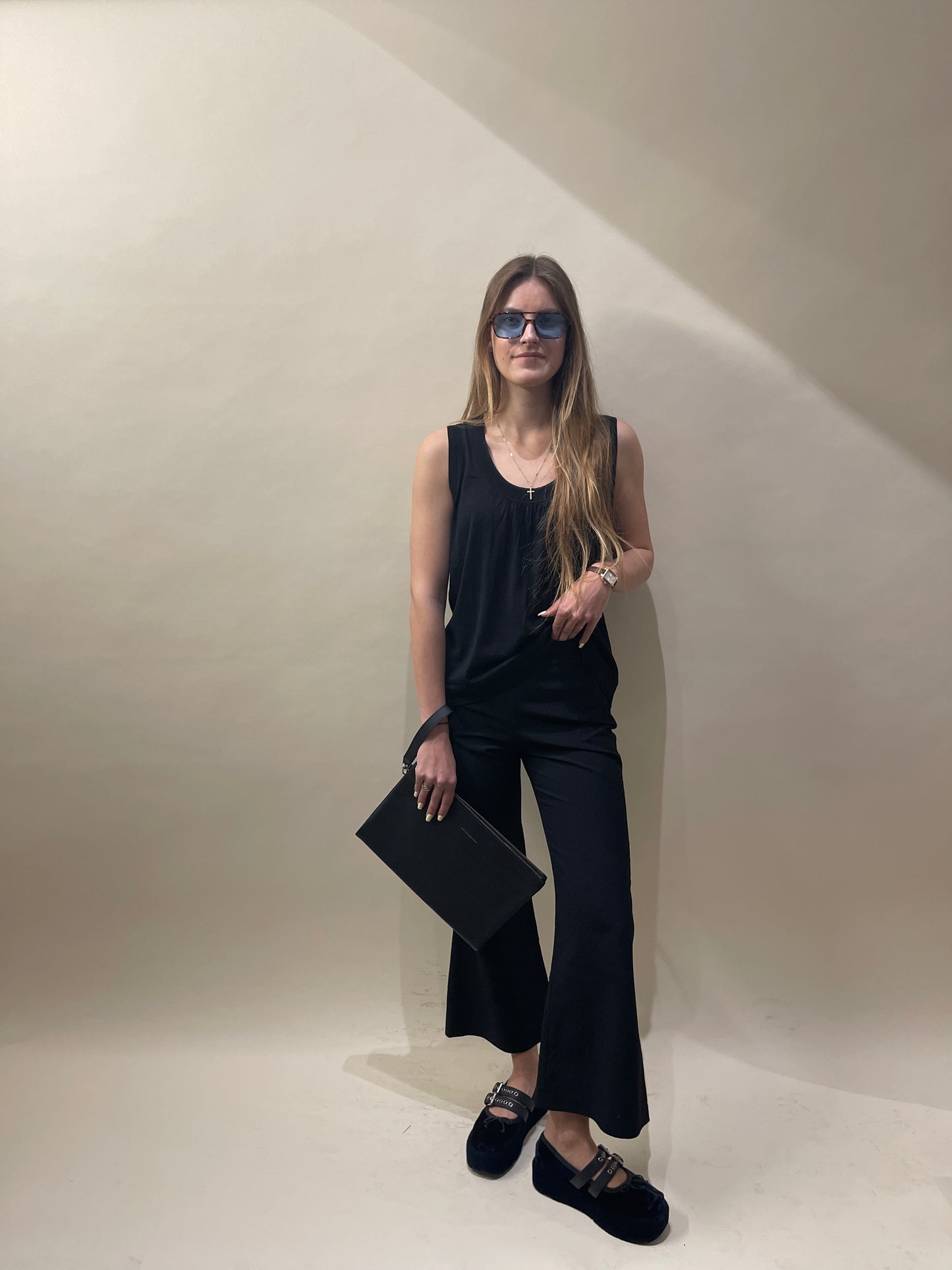Comme Des Garcons Black Wool Flared Leg Dress Pants 26
