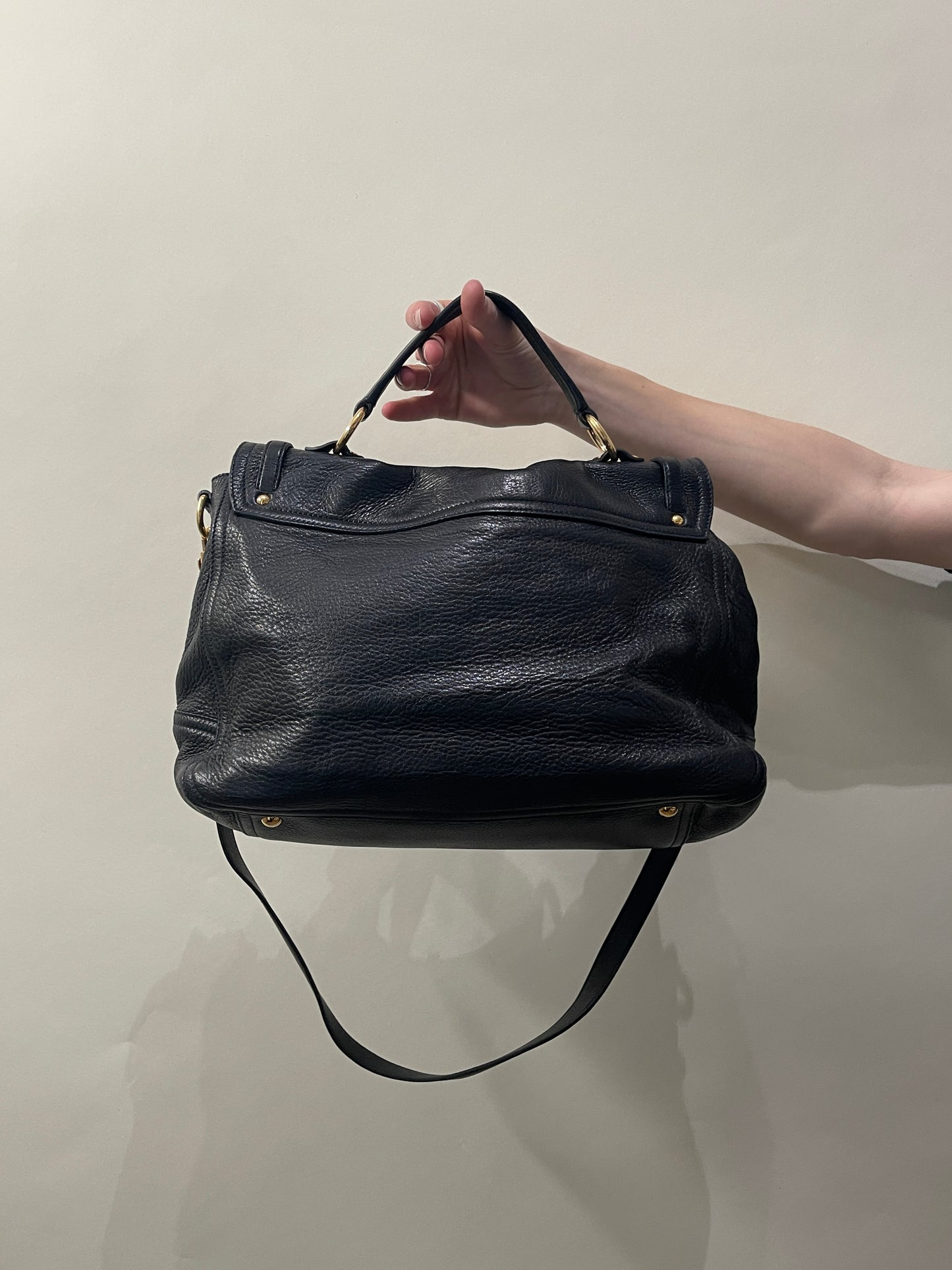 Miu Miu Black Leather Turnlock Shoulder Bag