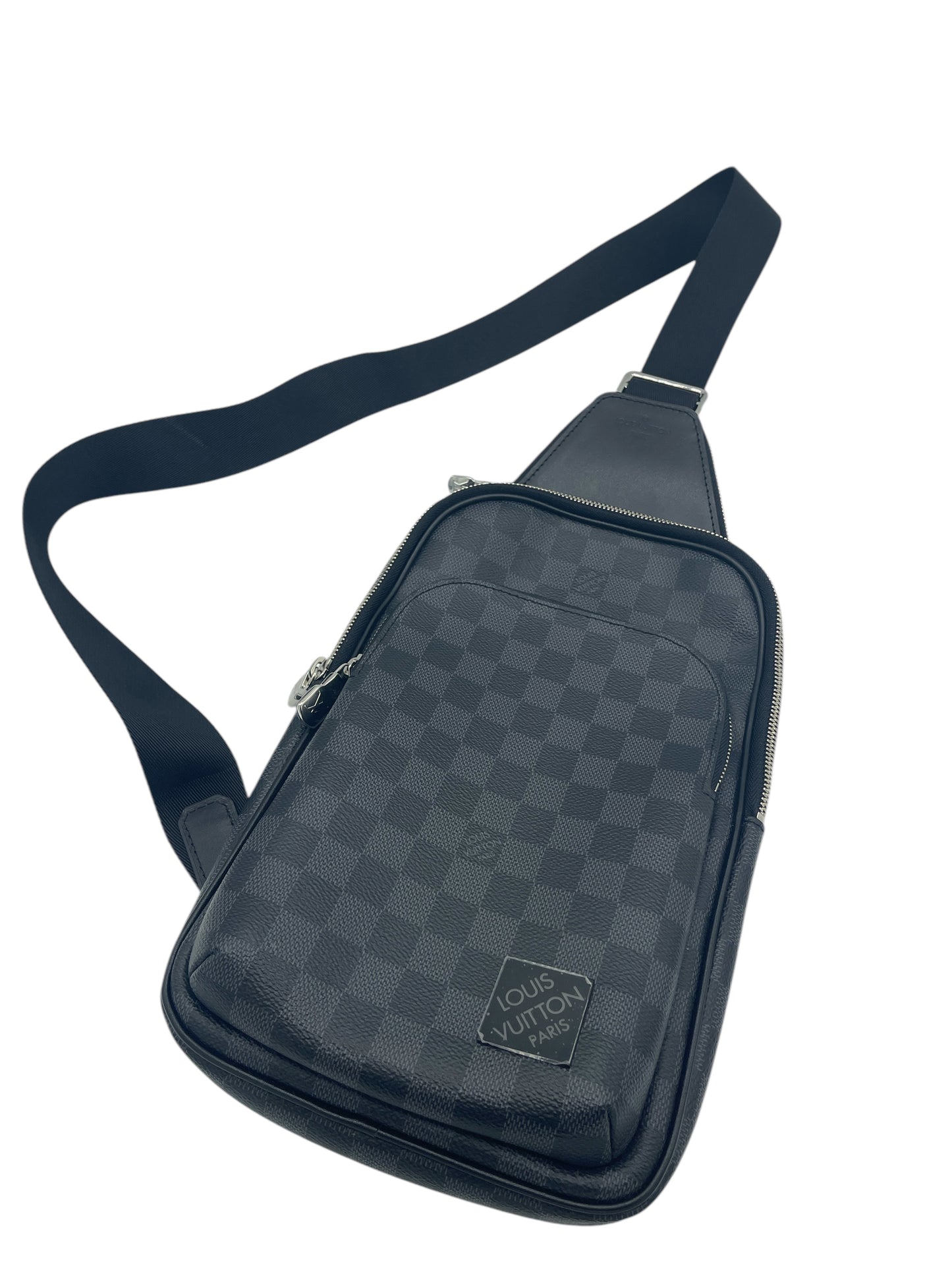 Louis Vuitton Black & Grey Checker Monogram Avenue Slingbag NM