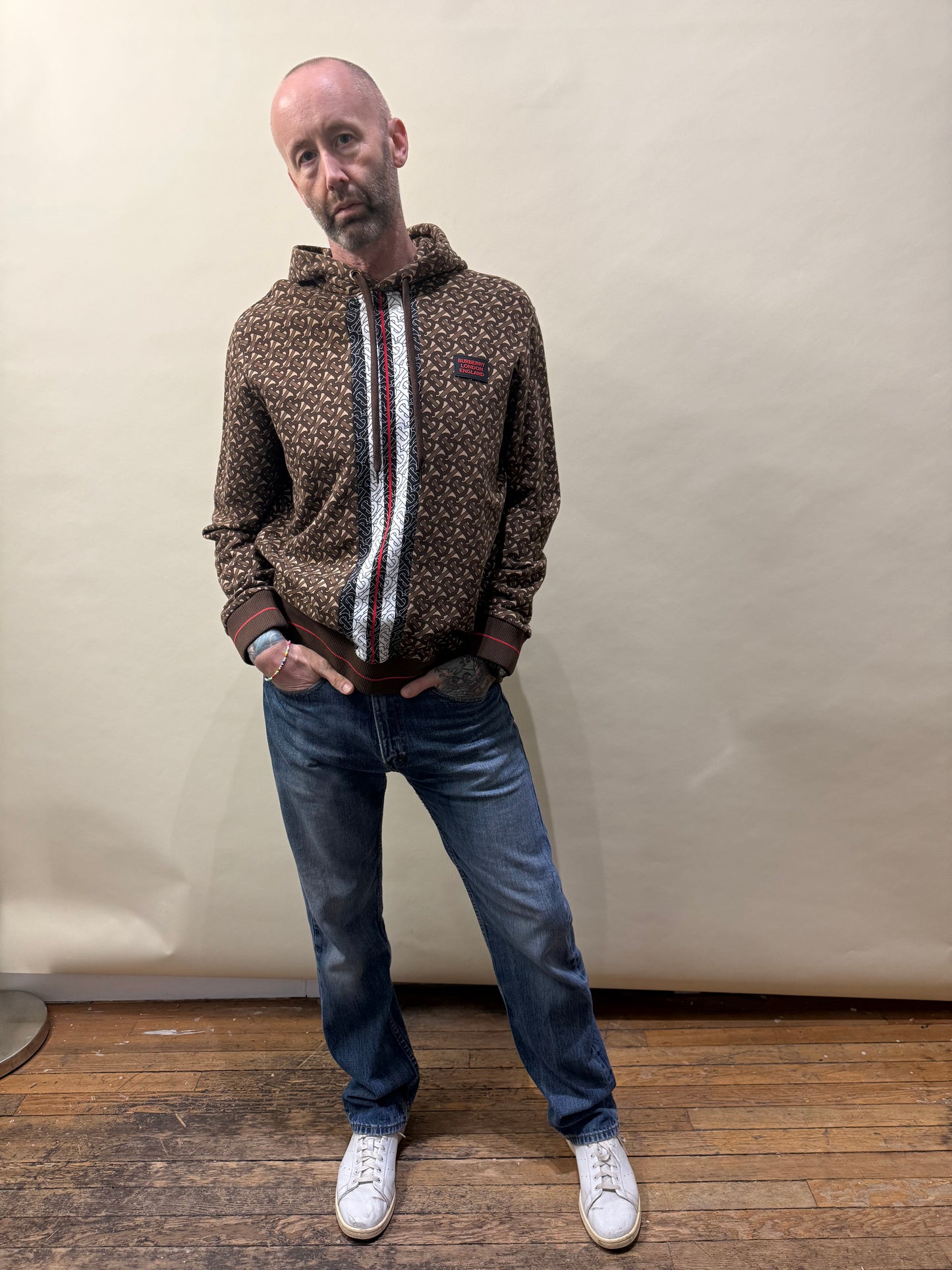 Burberry Brown & Multi Monogram Striped Hoodie Large - L