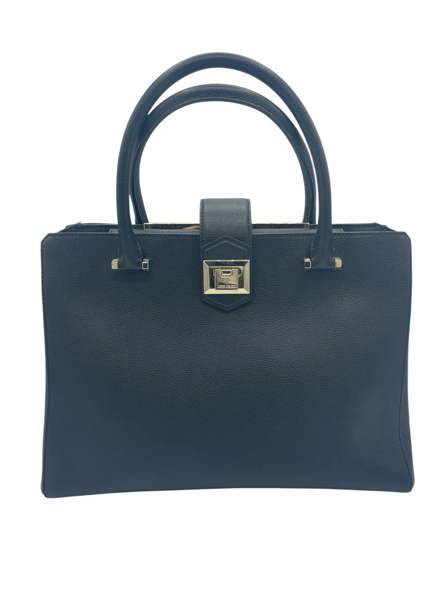 Jimmy Choo Black Grained Leather Marianne Tote Bag