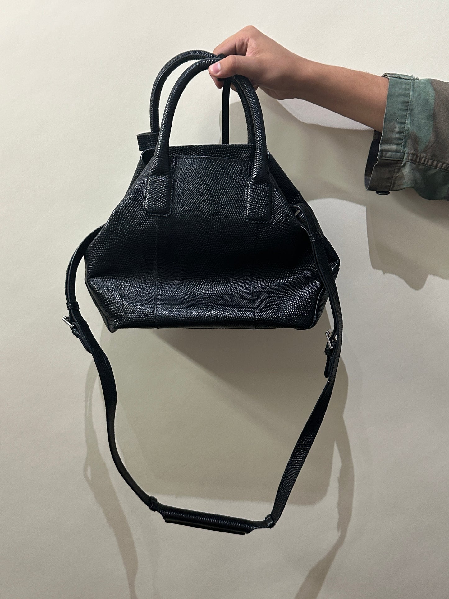 Tiger Of Sweden Black Leather Exotic Textured Handbag
