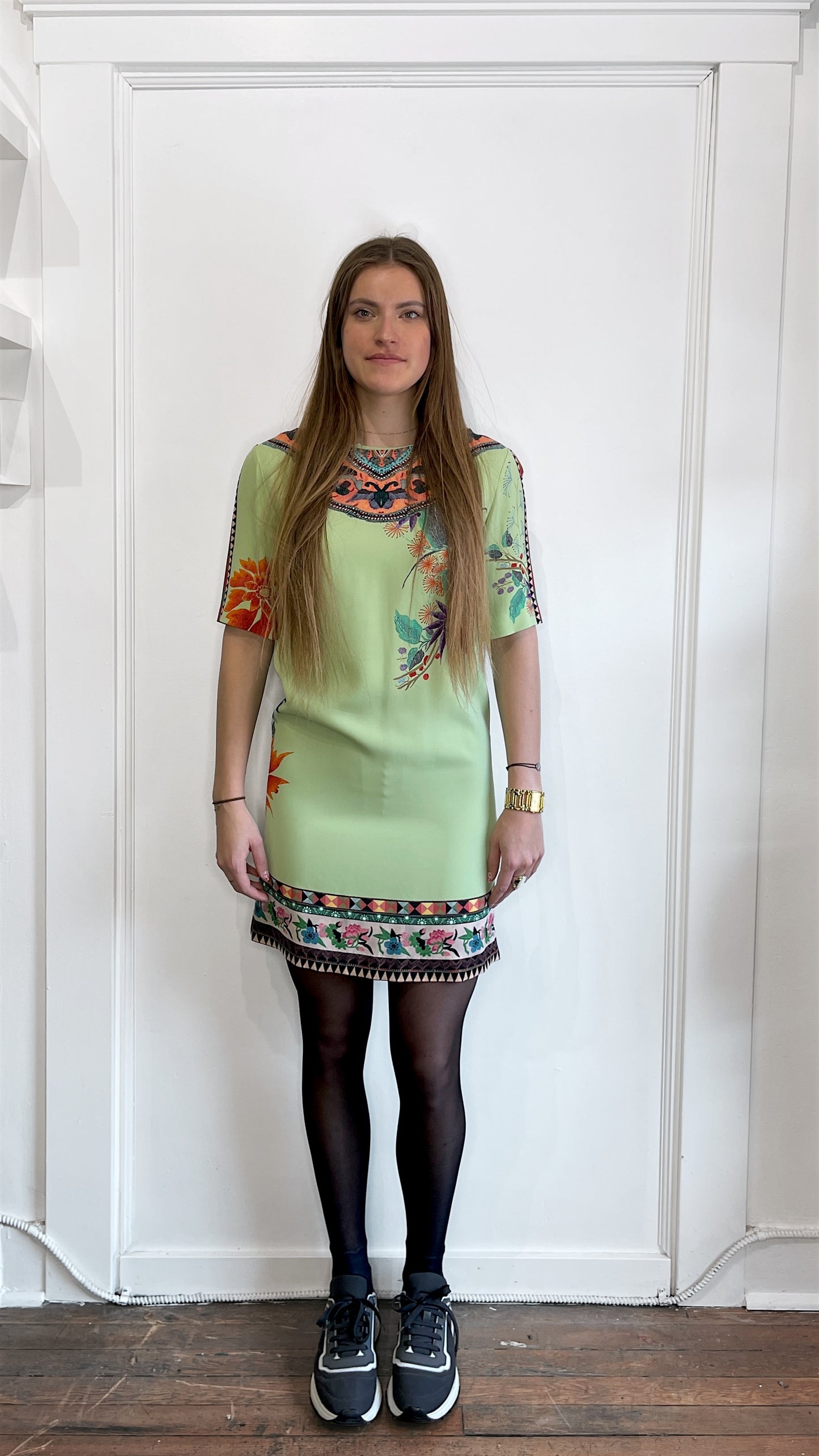 Etro Light Green & Multicolour Paisley Print Dress 44