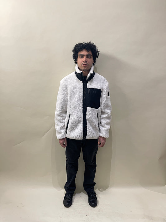 Moose Knuckles White Poly Fleece Zip Up Jacket Medium - M