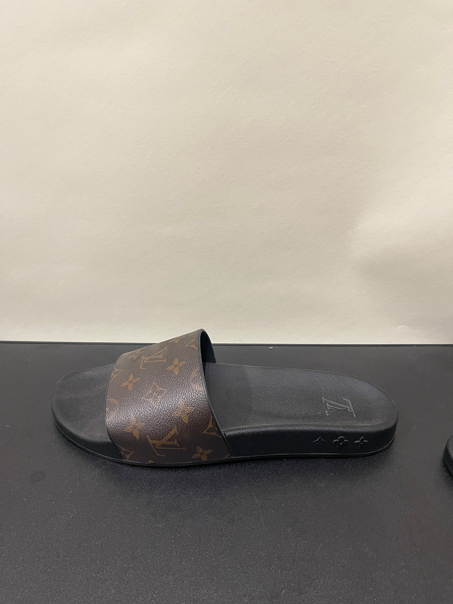 Louis Vuitton Black & Brown Monogram Waterfront Slide 12 M / 13.5 W