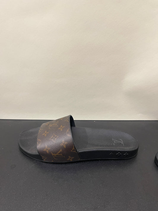 Louis Vuitton Black & Brown Monogram Waterfront Slide 12 M / 13.5 W