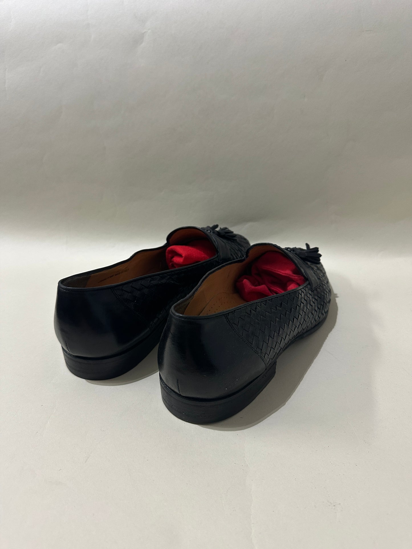 Bally Black Woven Leather Tassel Loafers 13 M / 14.5 W
