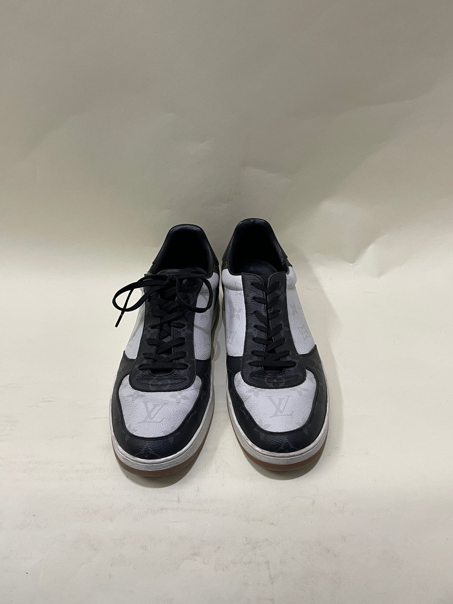 Louis Vuitton Black, White, Brown Low Rivoli Sneakers 9 M / 10.5 W