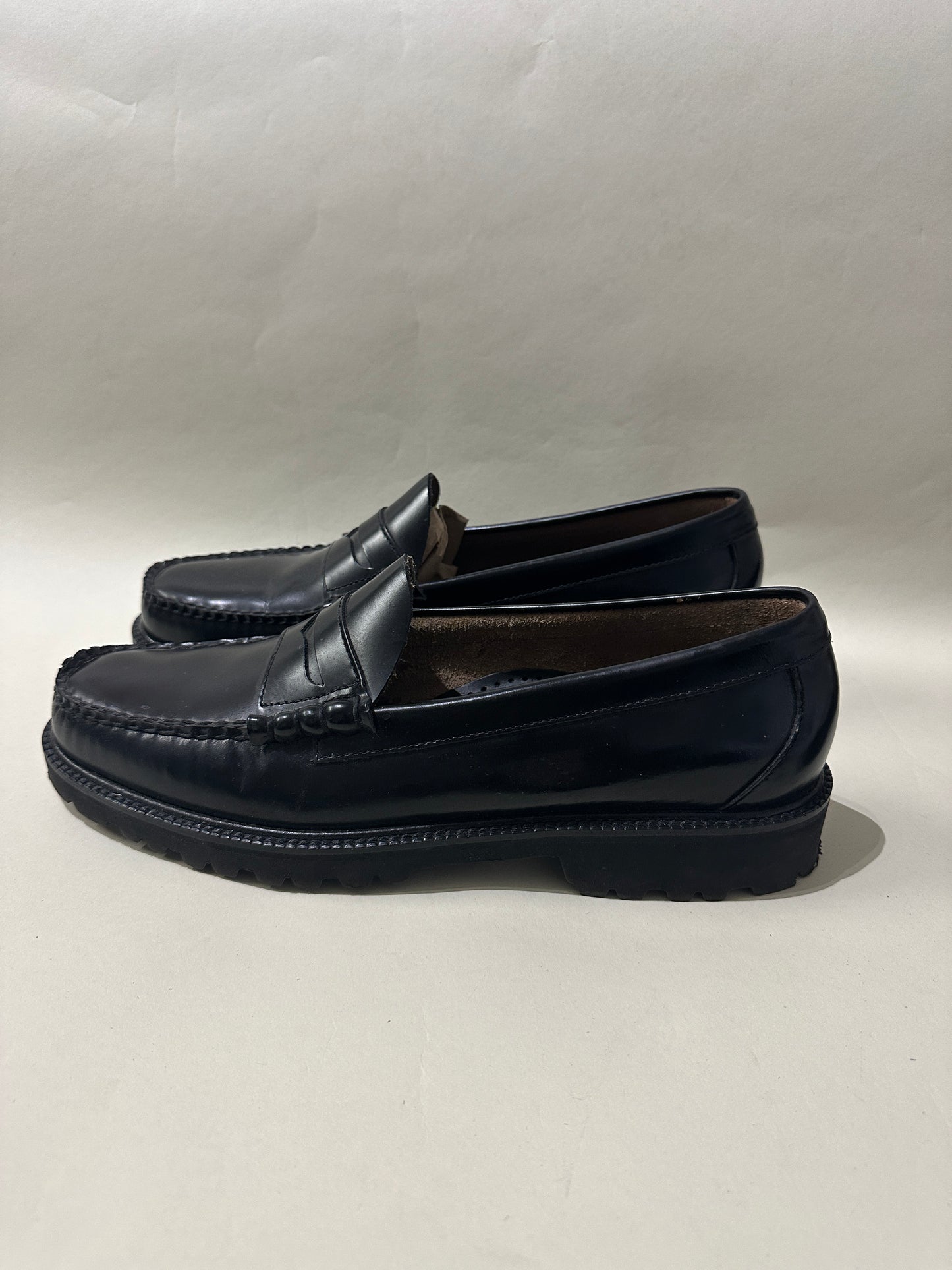 G.H. Bass Black Leather Lug Sole Penny Loafers 12 M / 13.5 W