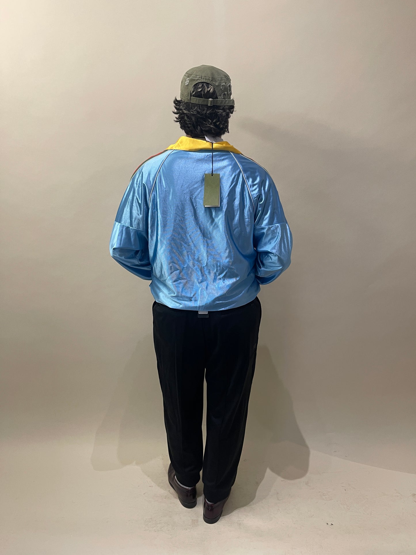 Gucci Baby Blue Satin Raglan Popover Jacket Medium - M
