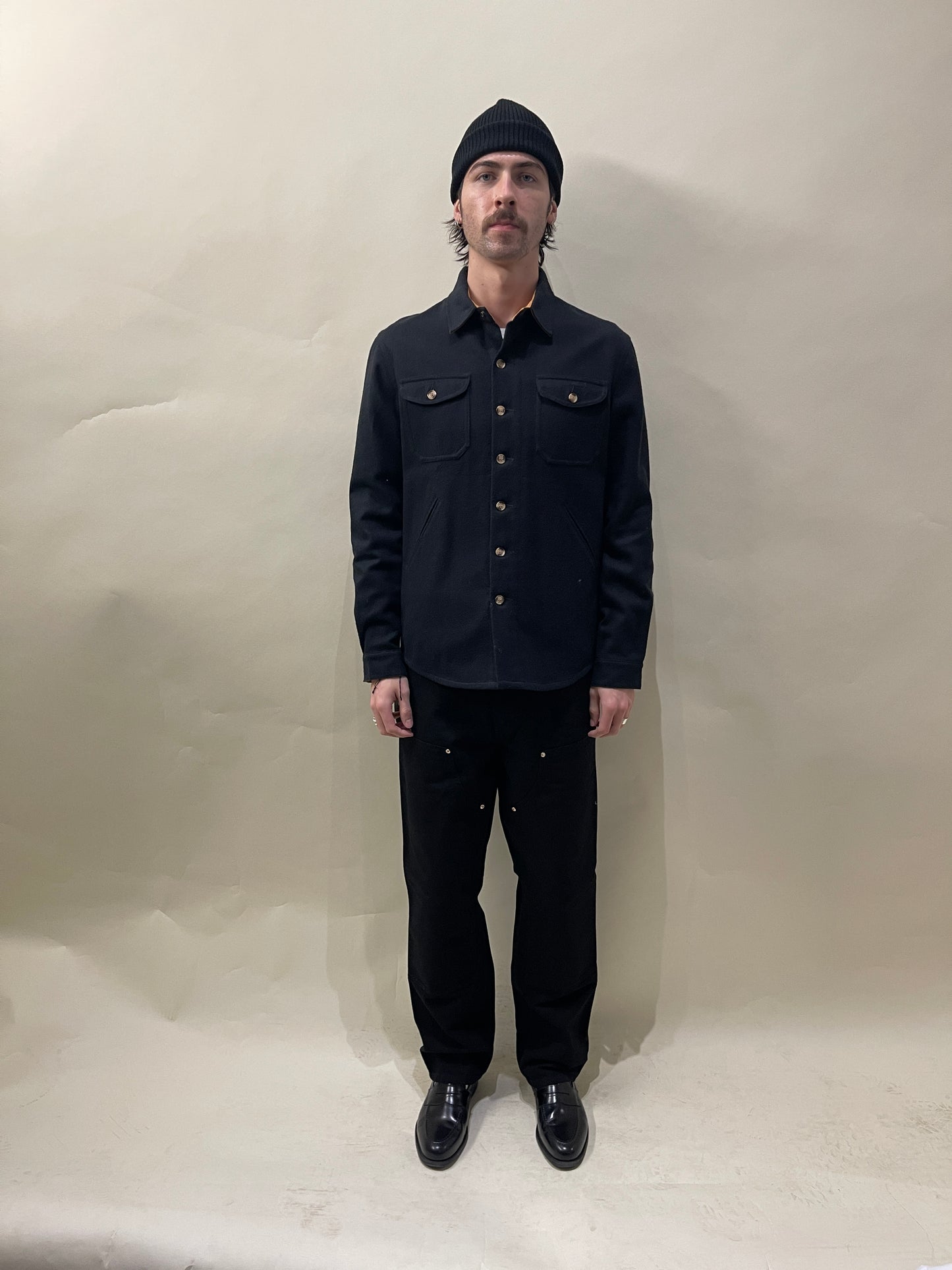 Dehen 1920 Black Wool Blend Crissman Overshirt Small - S