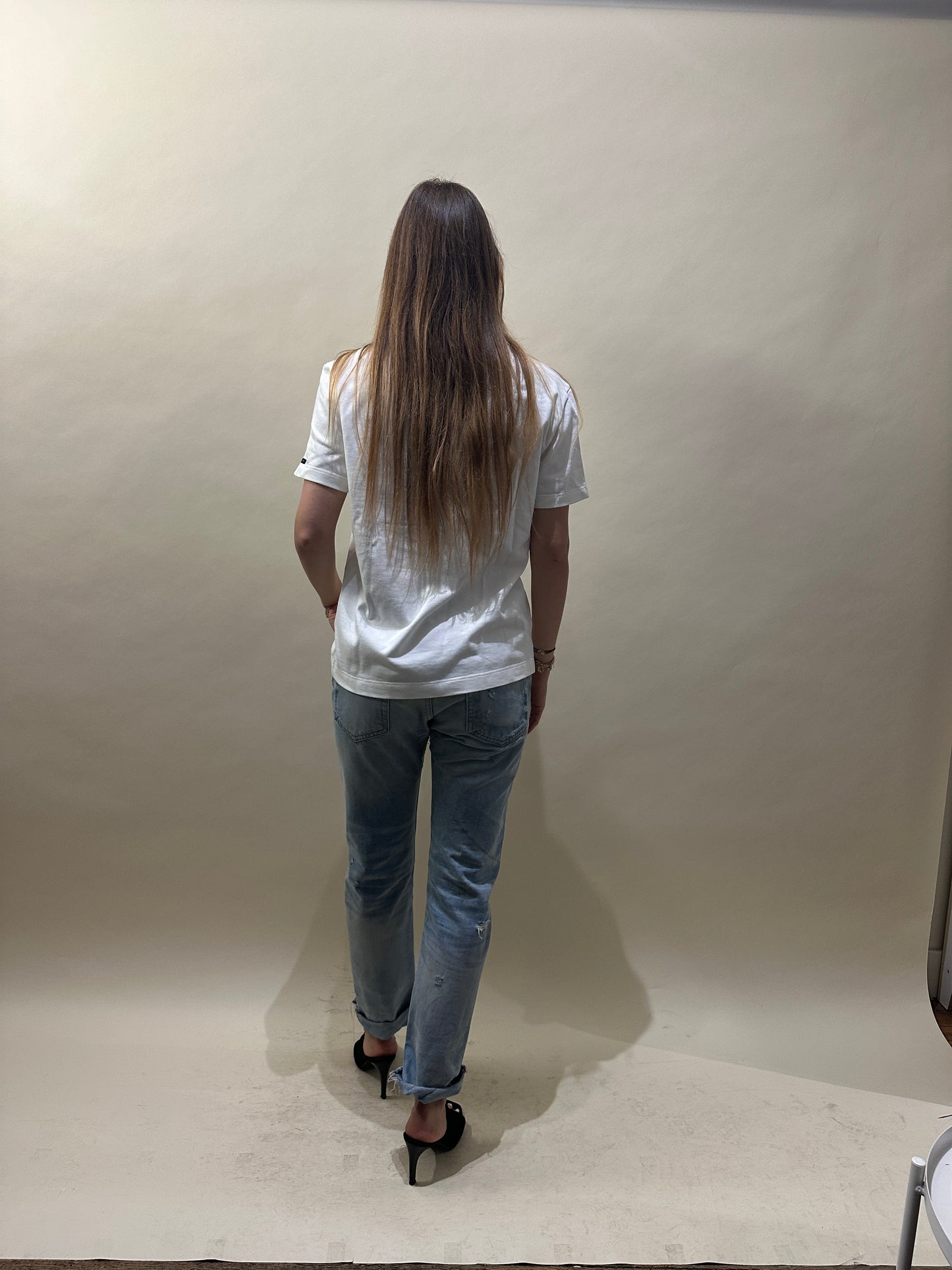Etro White Cotton Embroidered Logo T-Shirt Small - S