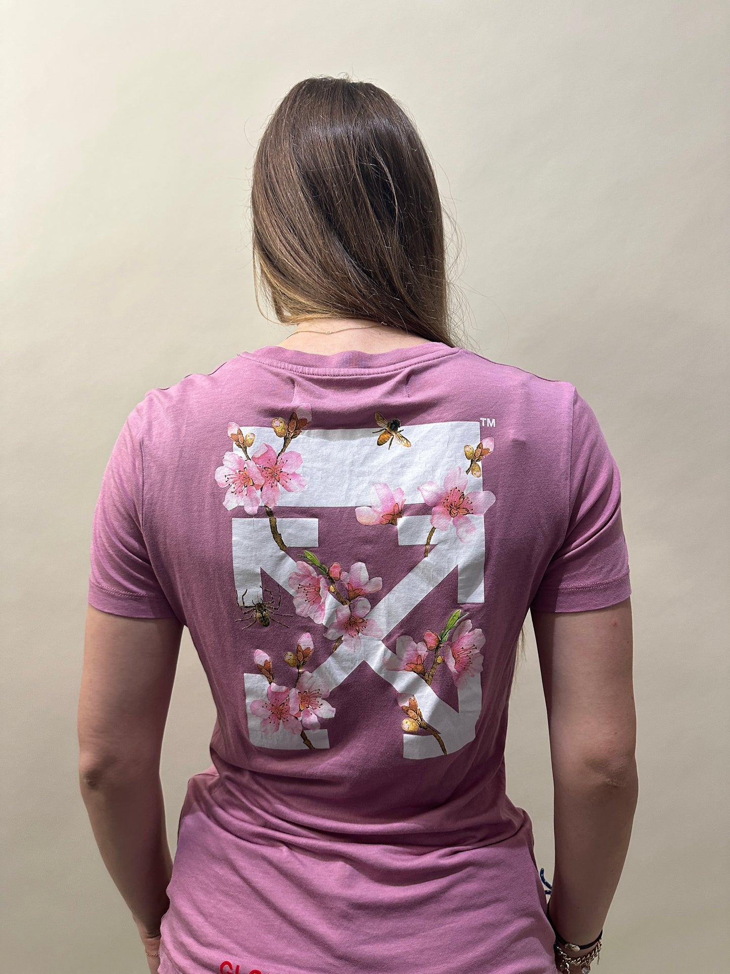 Off-White Pink Lyocell Blend 'Global Warming' T-Shirt Medium - M