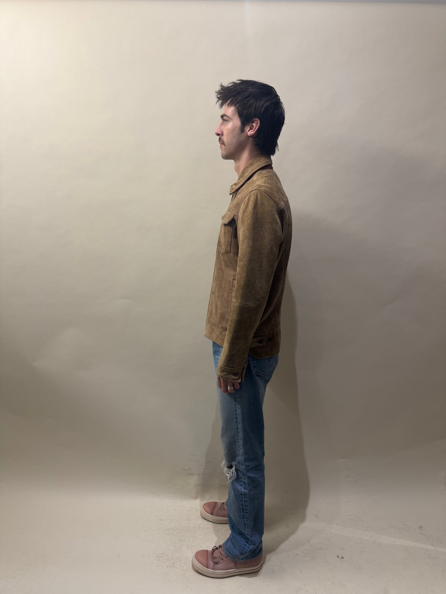 John Varvatos Light Brown Sheepskin Type 2 Style Jacket Medium - M
