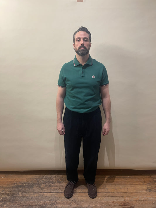 Moncler Forest Green Cotton Pique Chest Logo SS Polo Shirt Extra Large - XL
