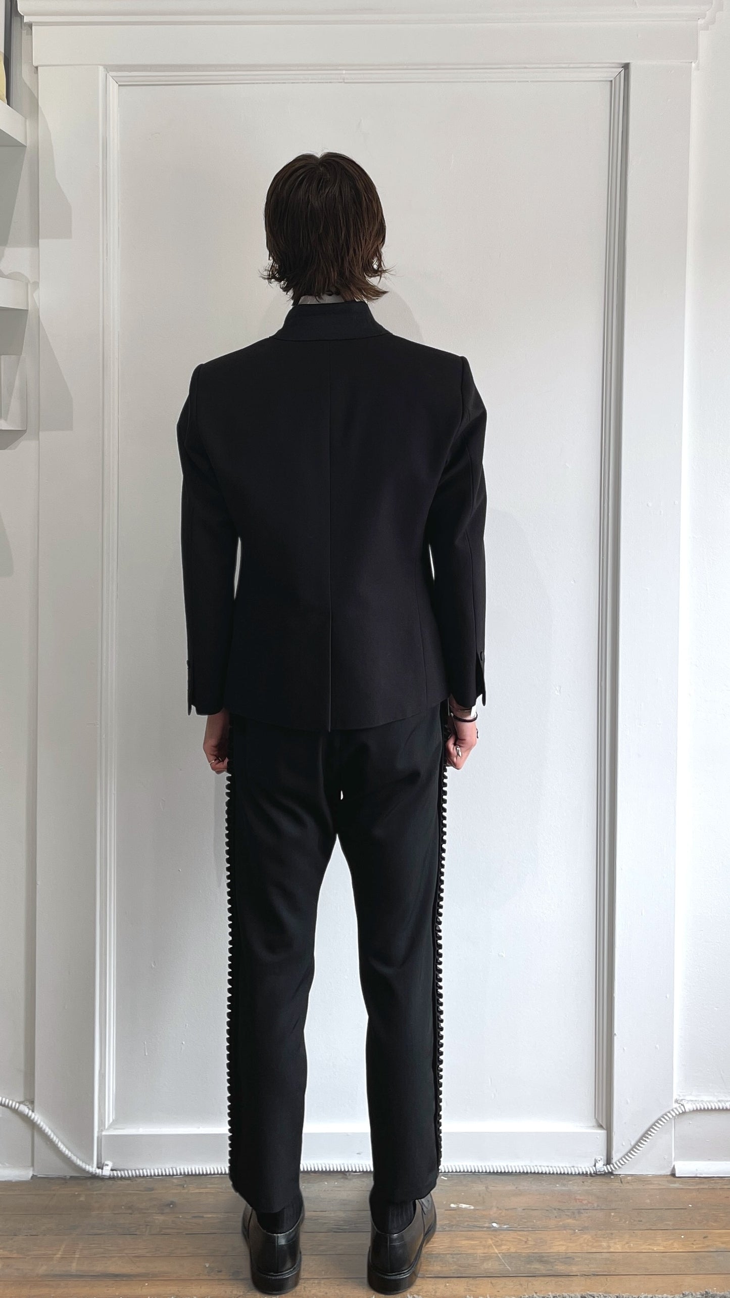 Comme Des Garcons Homme Plus Black Slim Fit Ruffled Trousers XS