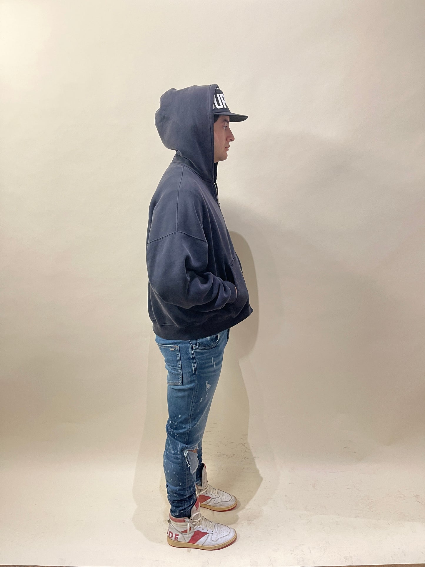 Amiri Mid Blue Shotgun Distressed Skinny Jeans 36