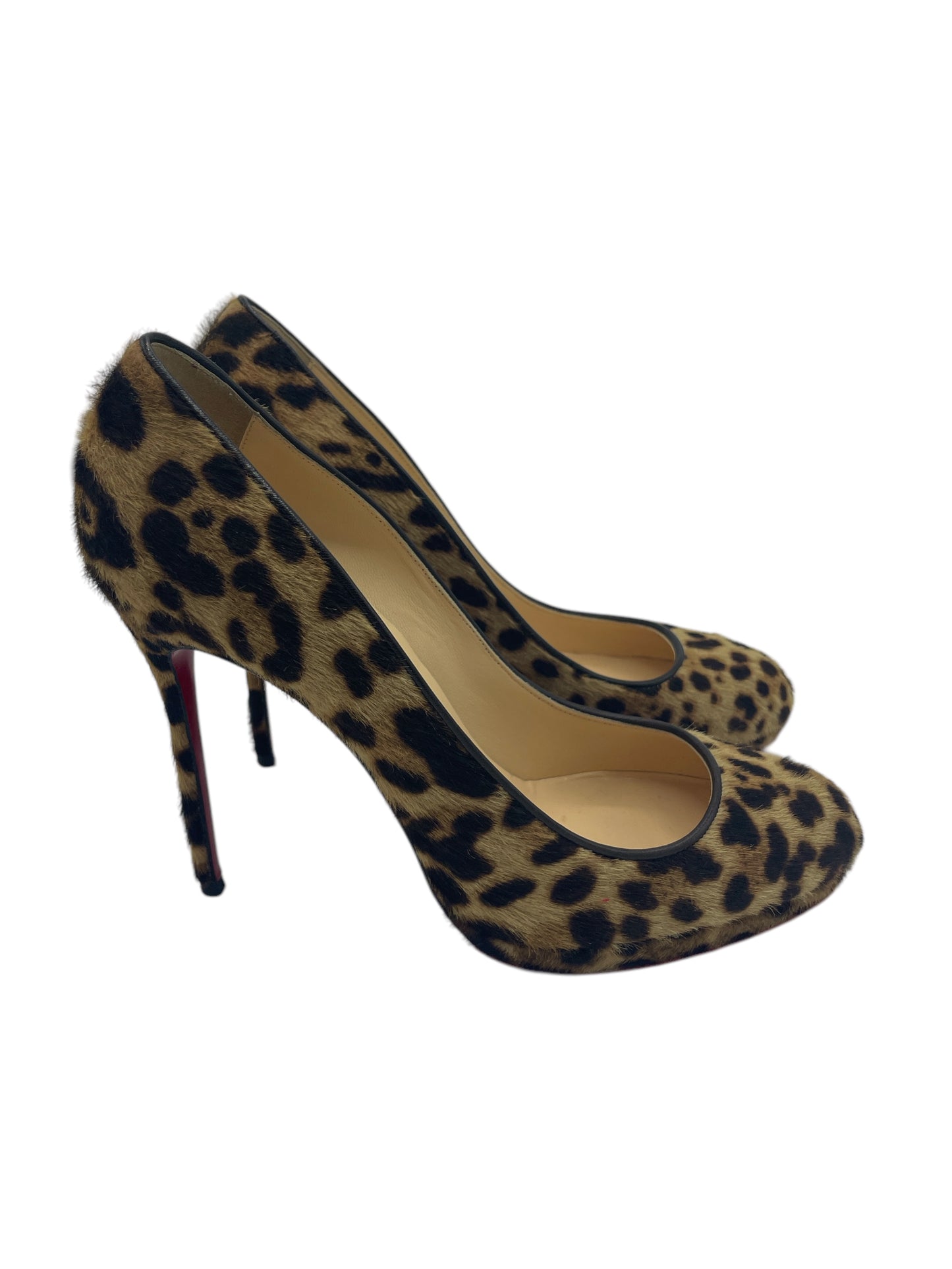 Christian Louboutin Tan Cheetah Print Hairy Kate Pumps