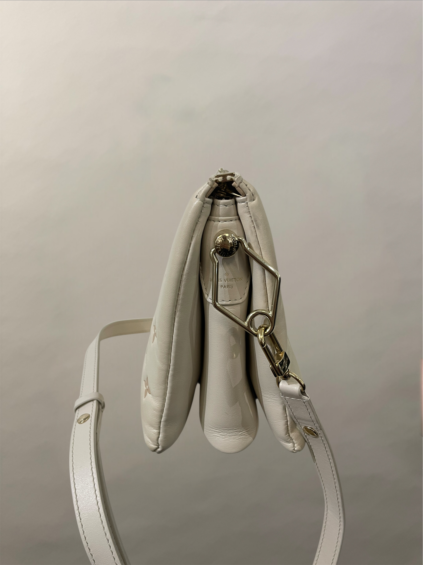 Louis Vuitton Off White Leather Quilted Monogram Coussin Satchel