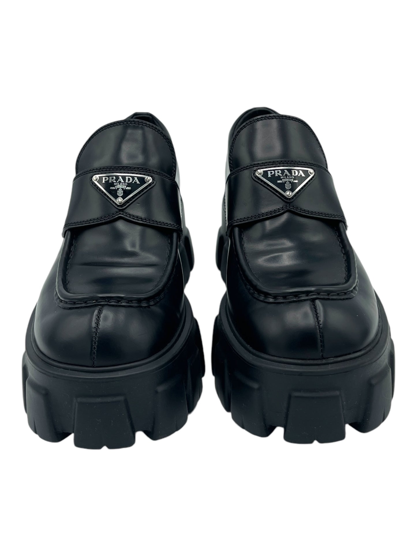 Prada Black Leather Monolith Loafers 8 M / 9.5 W