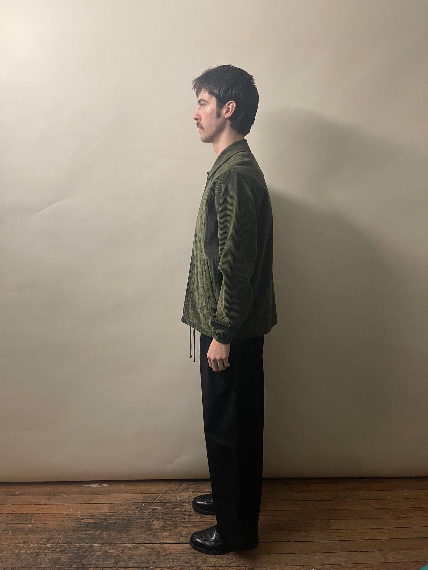 Tres Bien Green Cotton Blend Corduroy Coaches Jacket 36