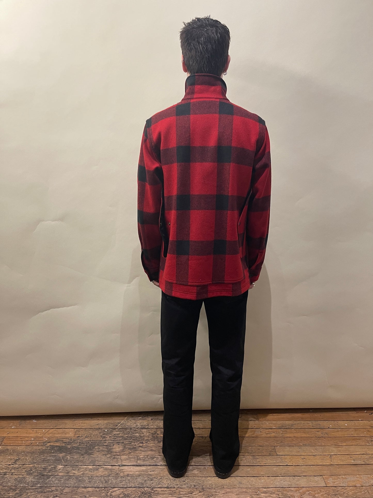 Filson Red & Black Buffalo Check Wool Mackinaw Cruiser Jacket Medium - M