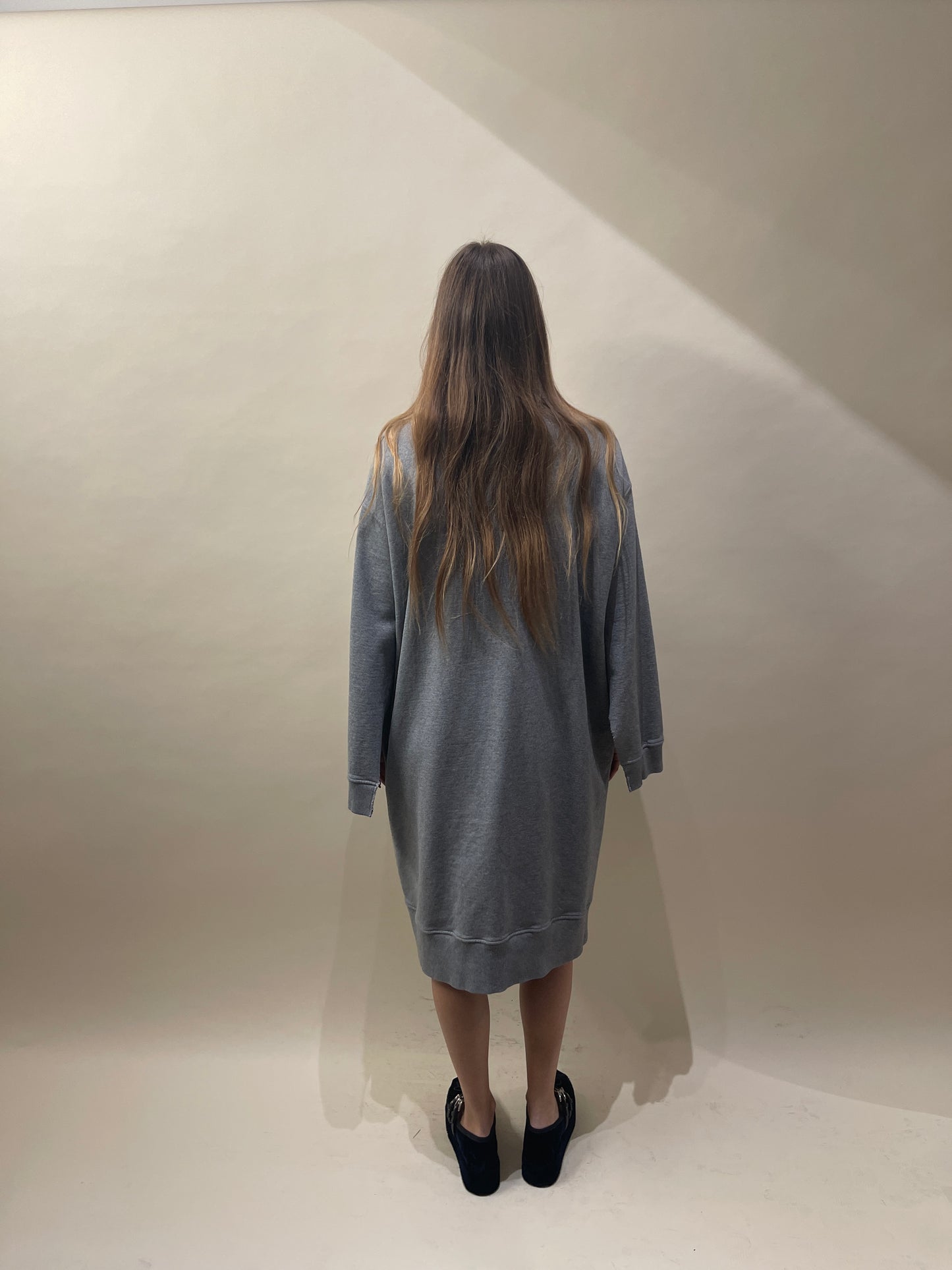 MM6 Grey Terry Cotton Notebook Sweater Dress Large - L