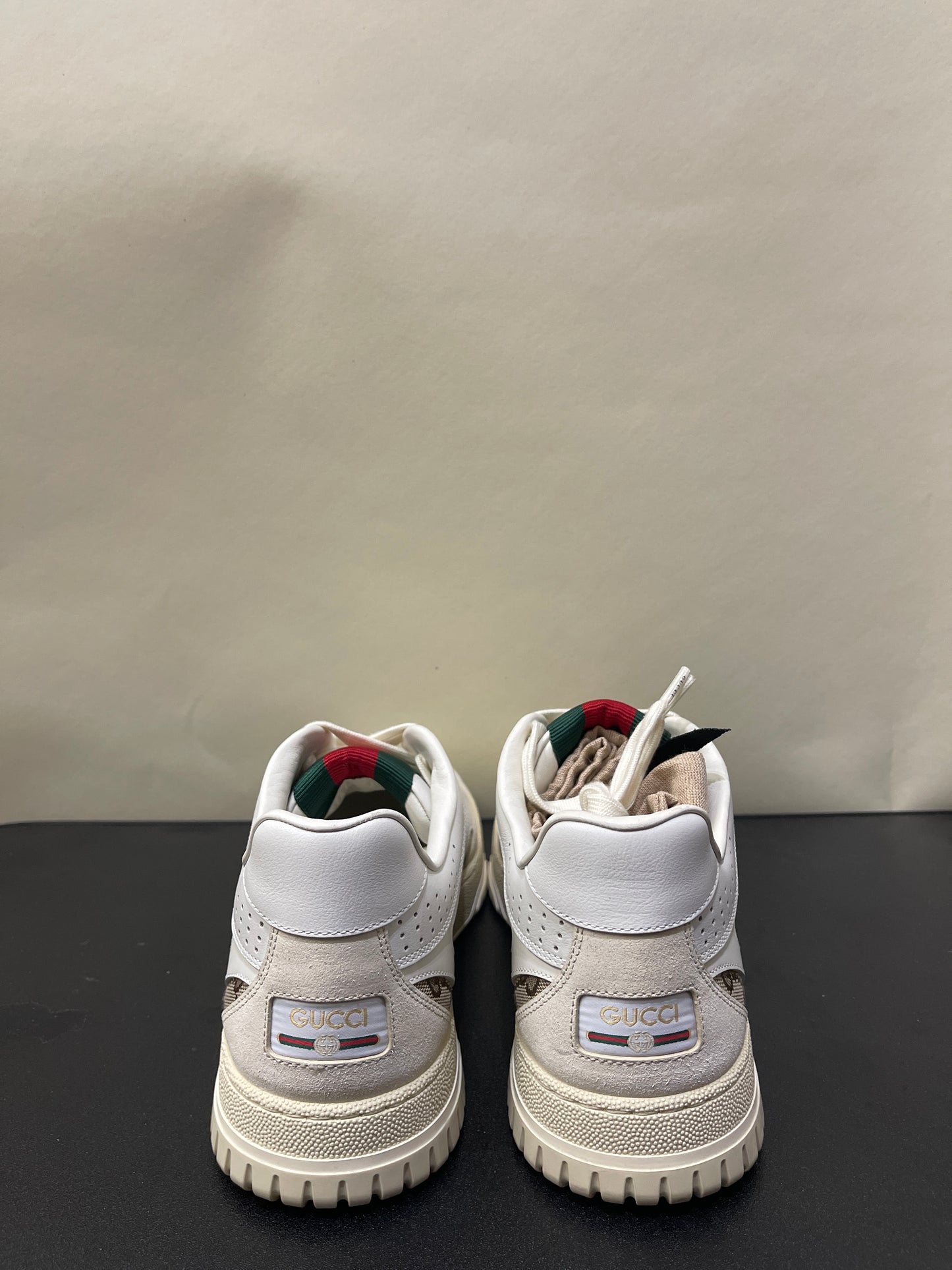 Gucci White Leather & Canvas Re-Web Sneakers 9 M / 10.5 W