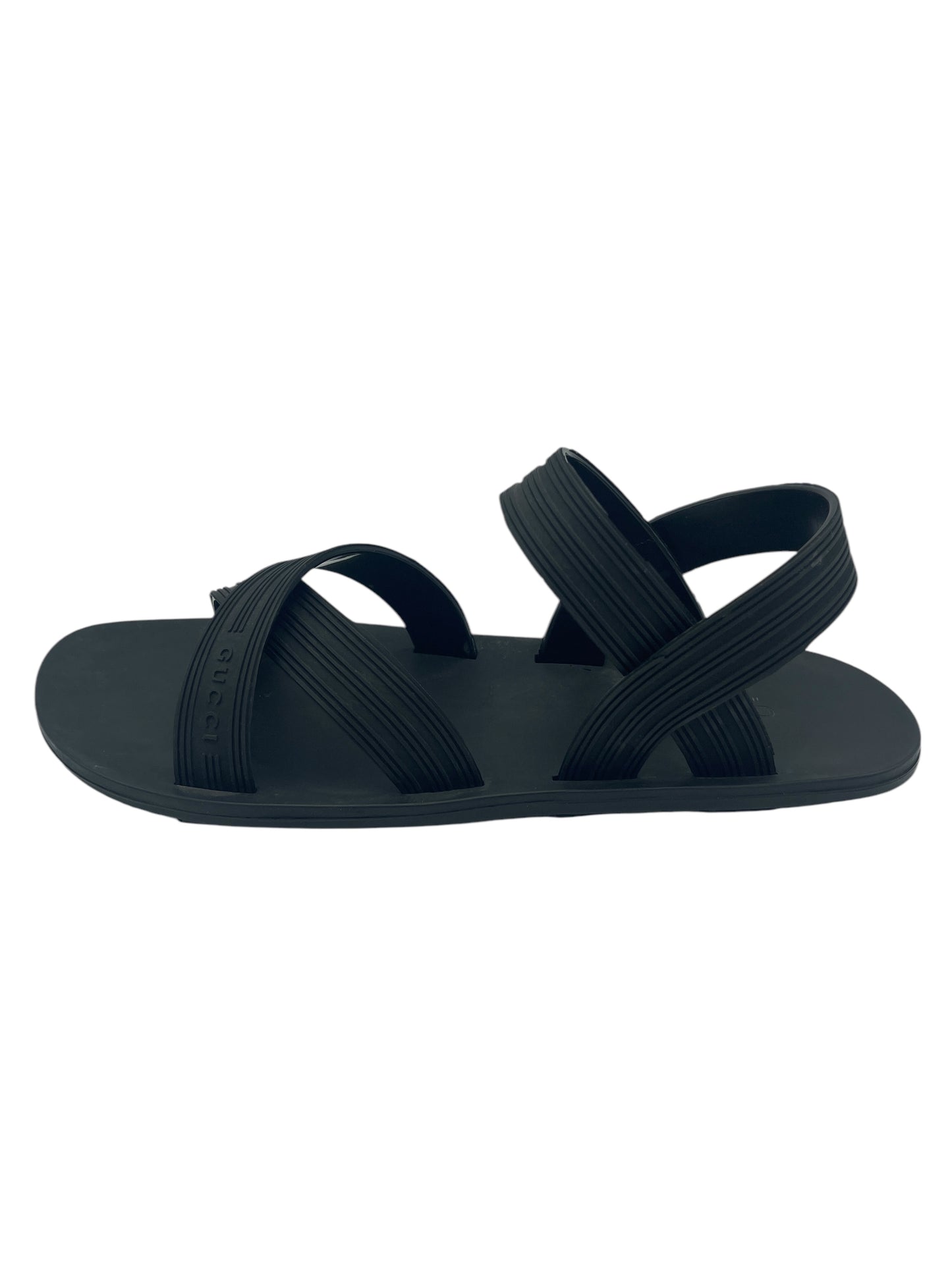 Gucci Black Logo Rubber Strap Sandals 11 M / 12.5 W