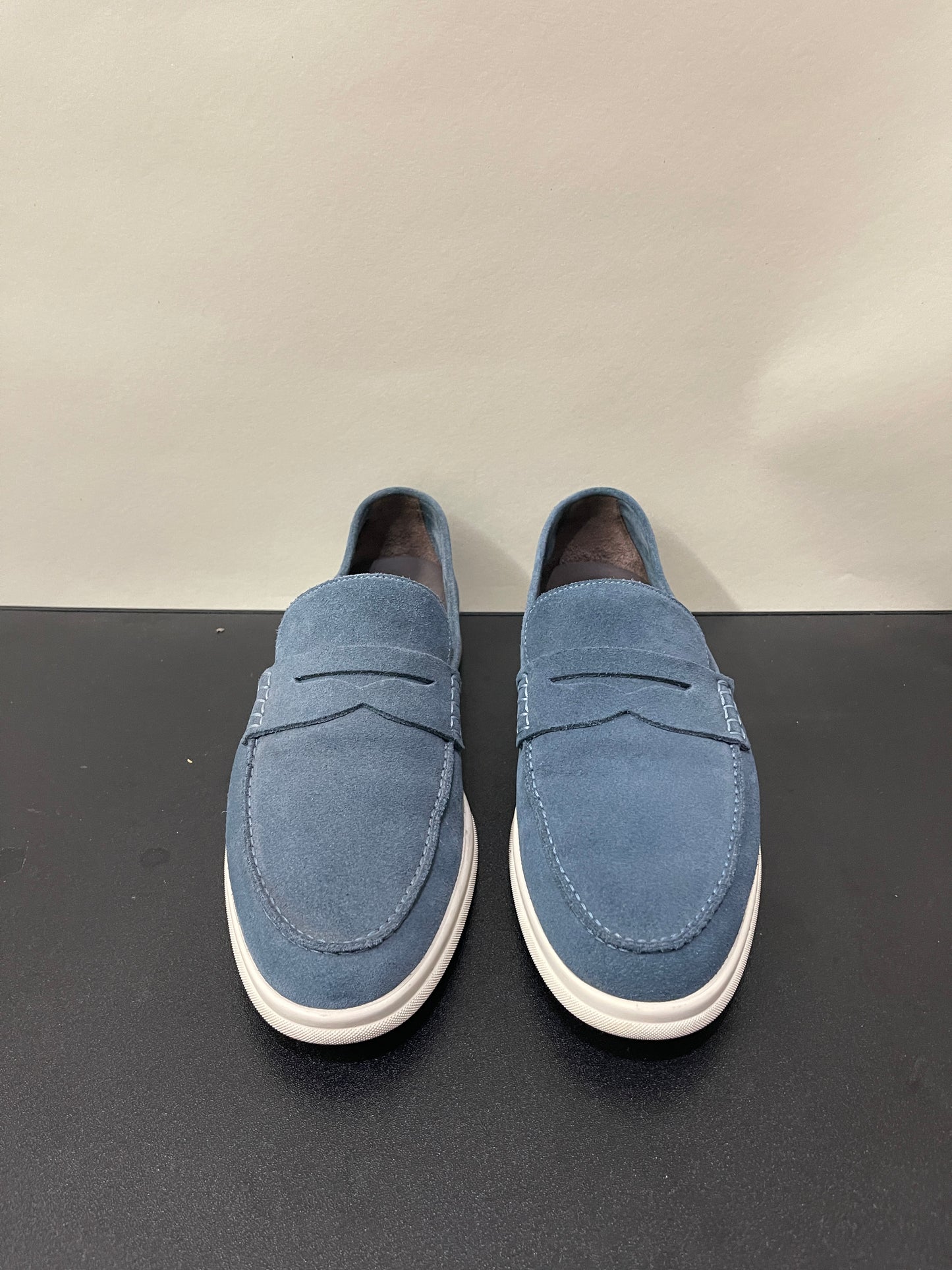 Canali Slate Blue Suede Casual Penny Loafers 8 M / 9.5 W