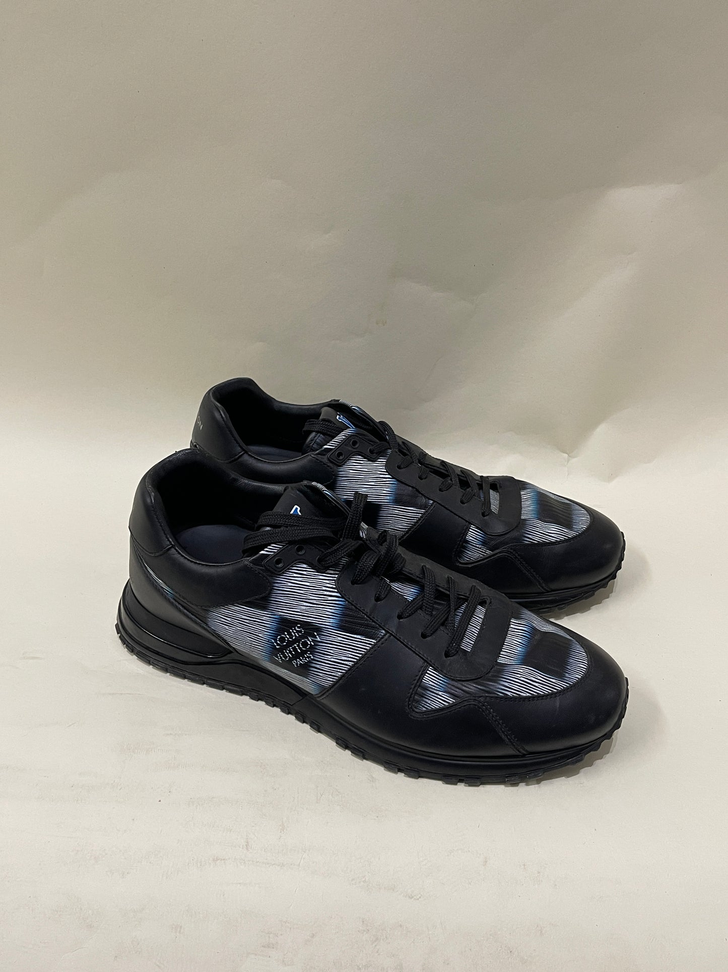 Louis Vuitton Black, White, & Blue Leather Checker Run Away Sneakers 9 M / 10.5 W