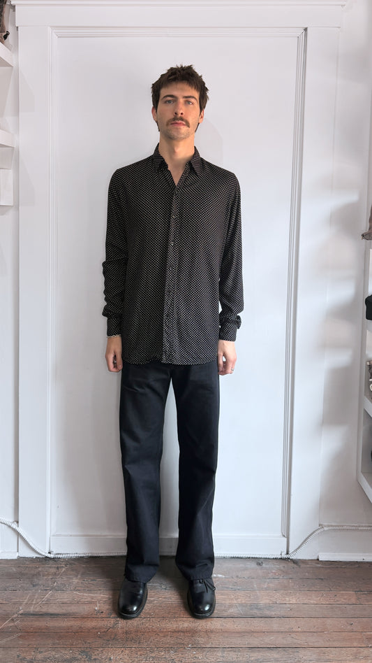 Saint Laurent Black & White Star Print Button Up Shirt 16