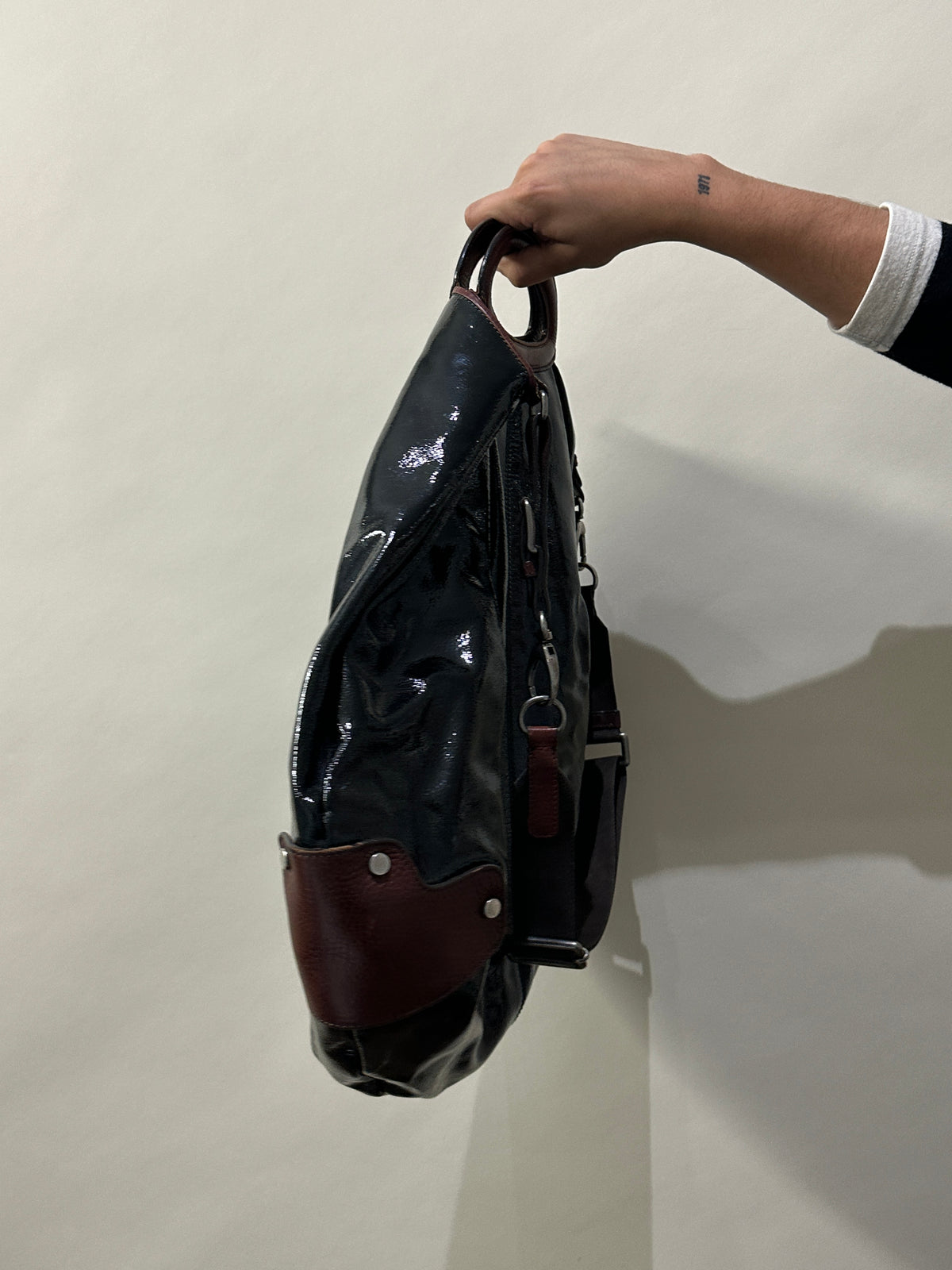 Marni Black & Brown Mixed Leather Hobo Bag
