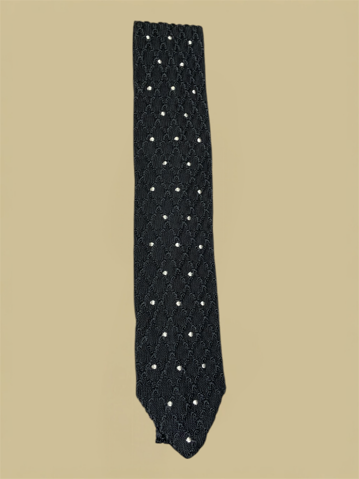 Tom Ford Dark Grey & White Knit Dotted Silk Tie