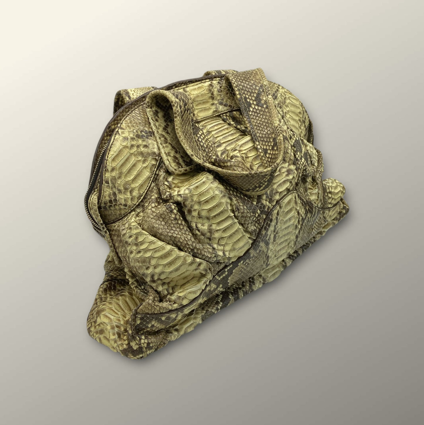 Zagliani Tan Snakeskin Handbag