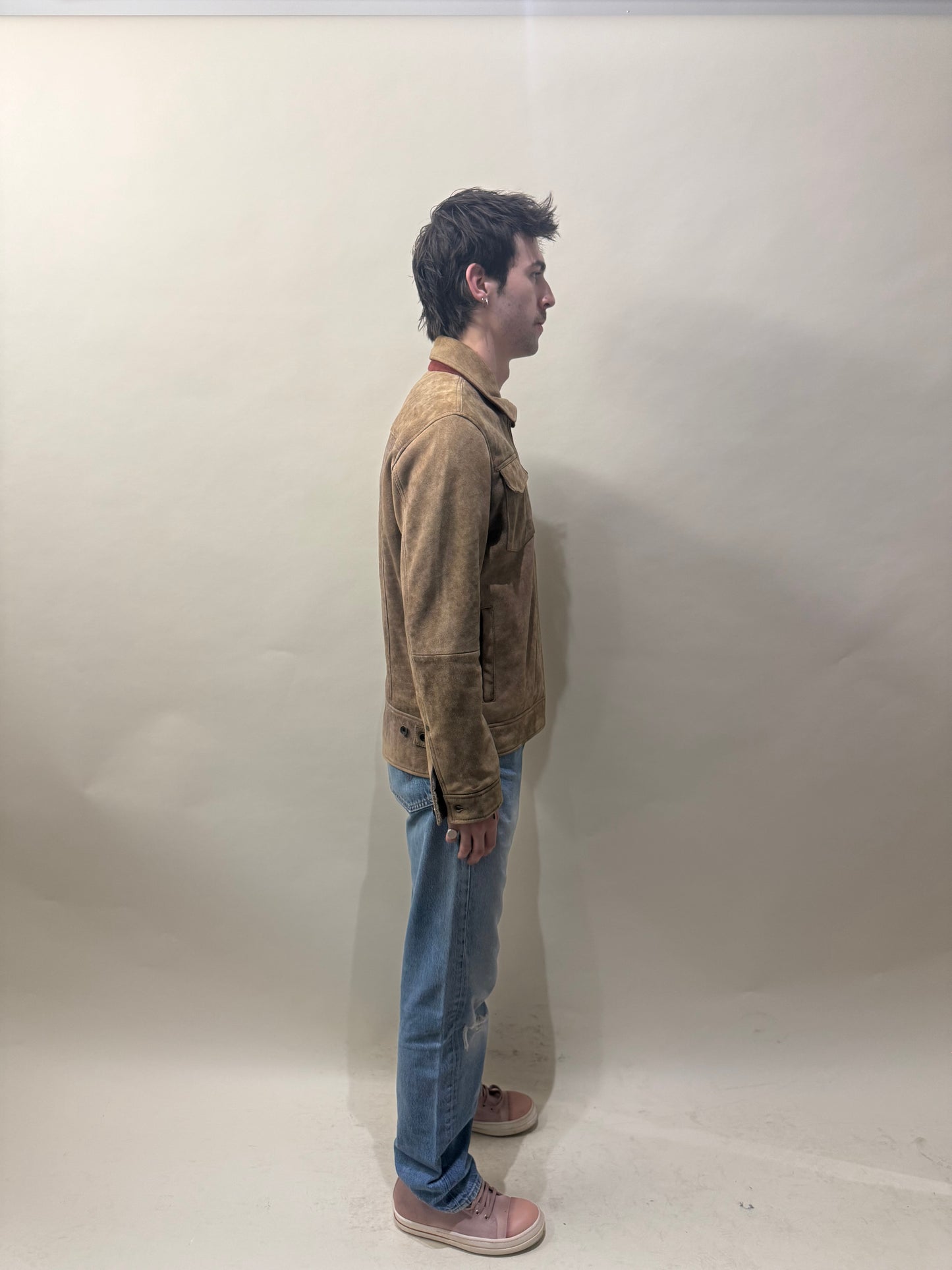 John Varvatos Light Brown Sheepskin Type 2 Style Jacket Medium - M