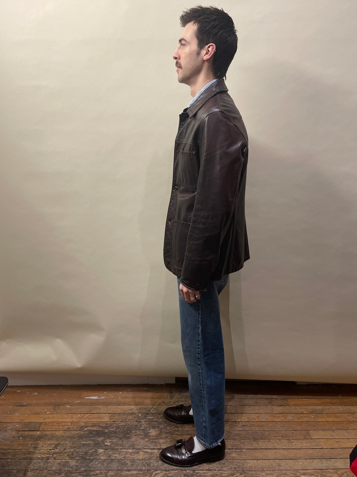 Schott NYC Dark Brown Cowhide Unlined Chore Coat Medium - M