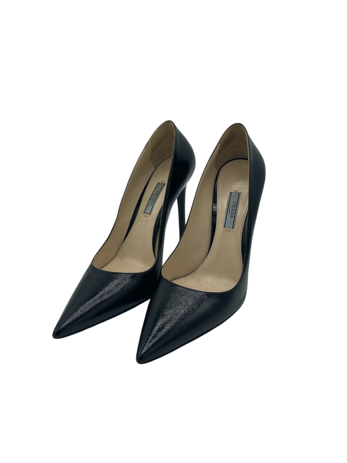 Prada Black Patent Saffiano Leather Pumps 9 M / 10.5 W